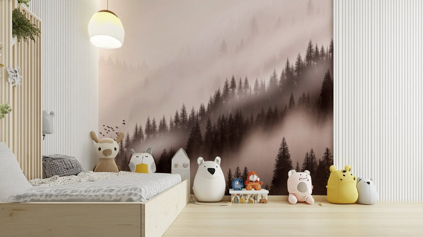 Moody valley wall mural in sepia tones GD091