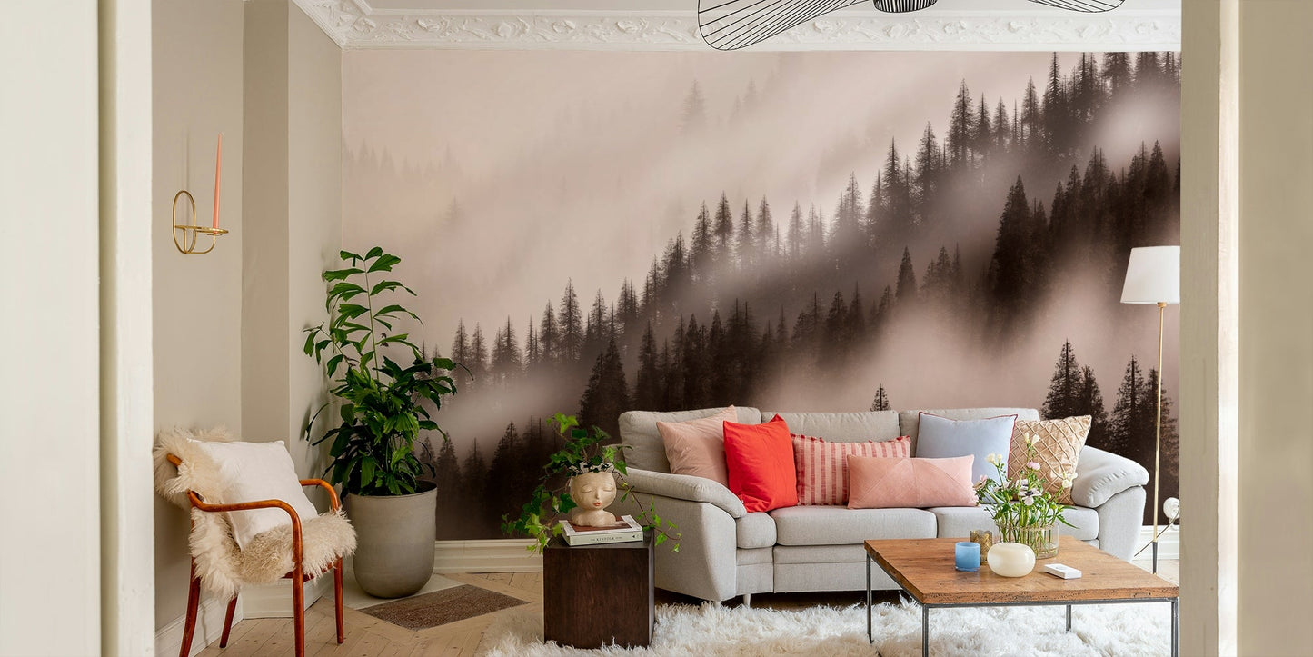 Sepia-toned enchanted forest wallpaper GD091