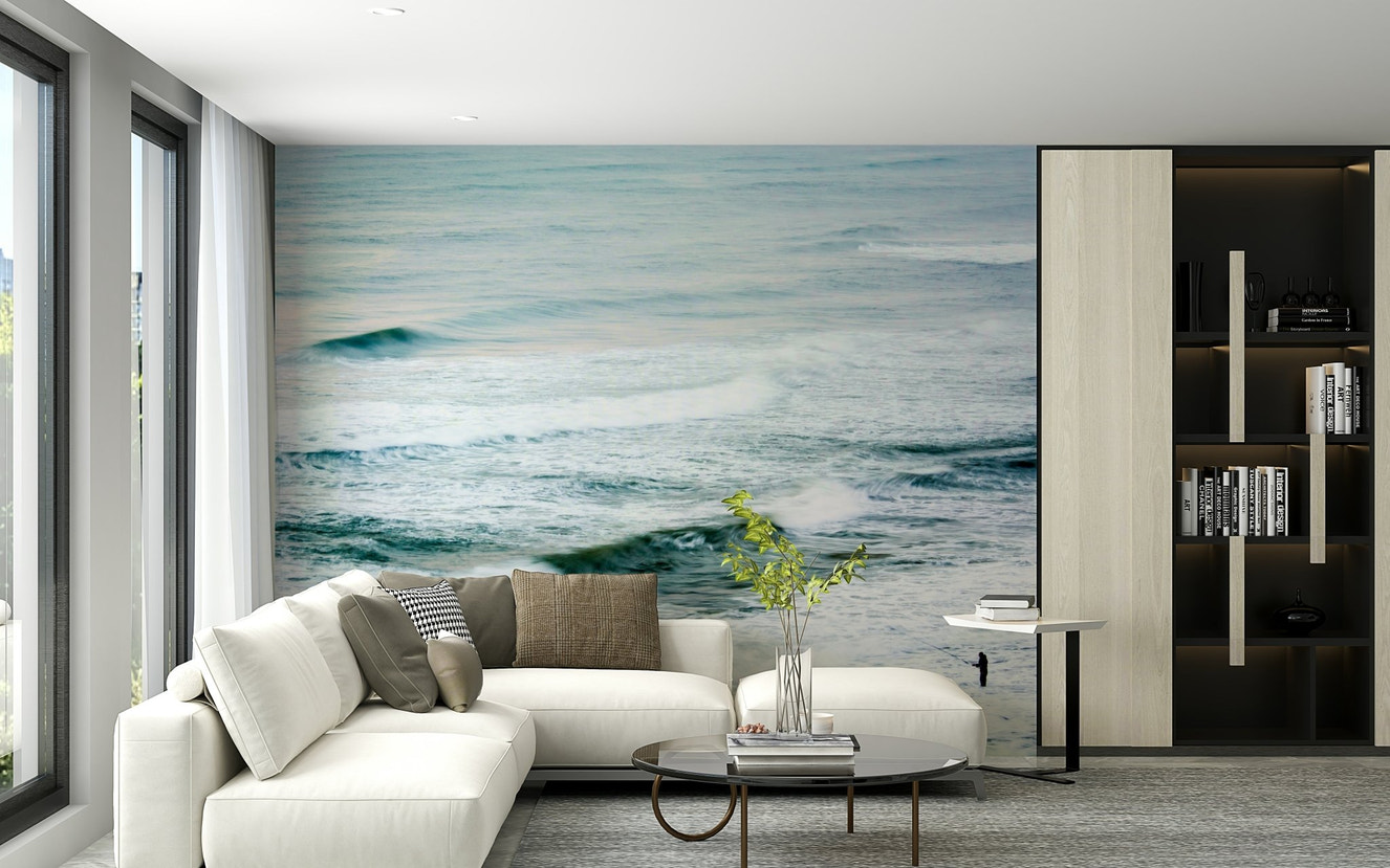 A beautiful coastal fisherman wallpaper mural for a modern home.

