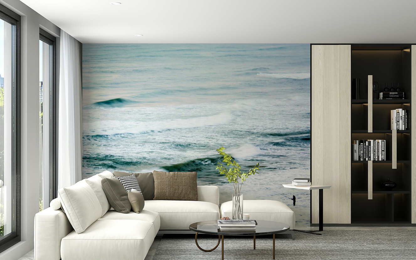 A beautiful coastal fisherman wallpaper mural for a modern home.

