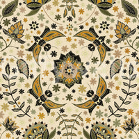 Elegant mural wallpaper of golden-winged moths in a twilight garden.

