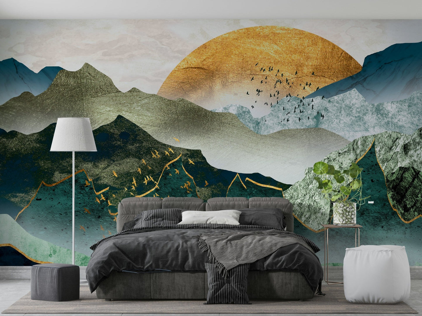 Golden light over green hills wallpaper GD096