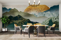 Sunset glow mountain wallpaper mural GD096