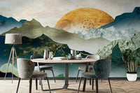 Sunset peaks green mural design
 GD096