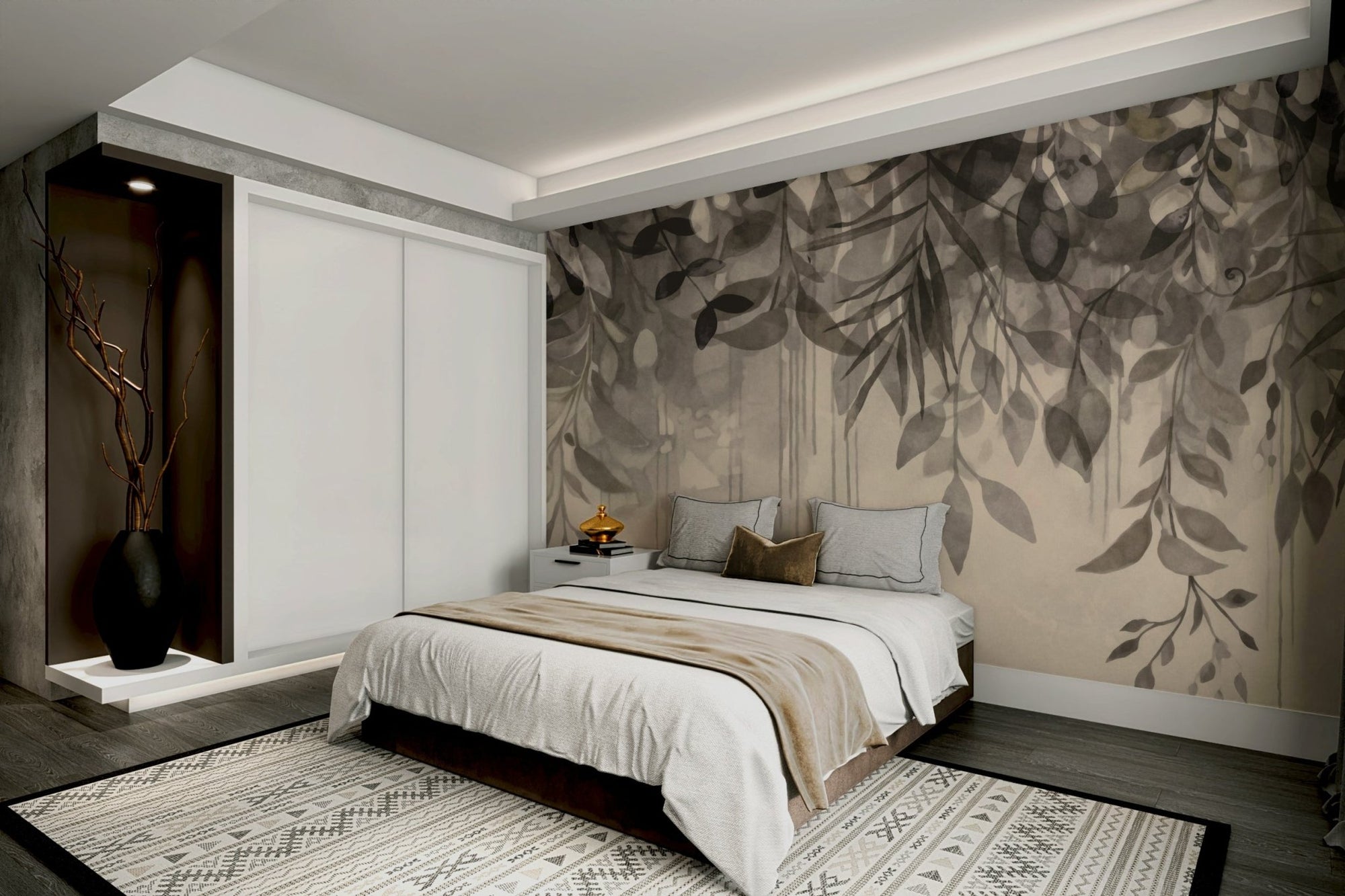 The Hanging Gardens Beige Grey Wall Mural, GD2612