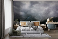 A graceful natural valley wall mural in cool, natural tones.

