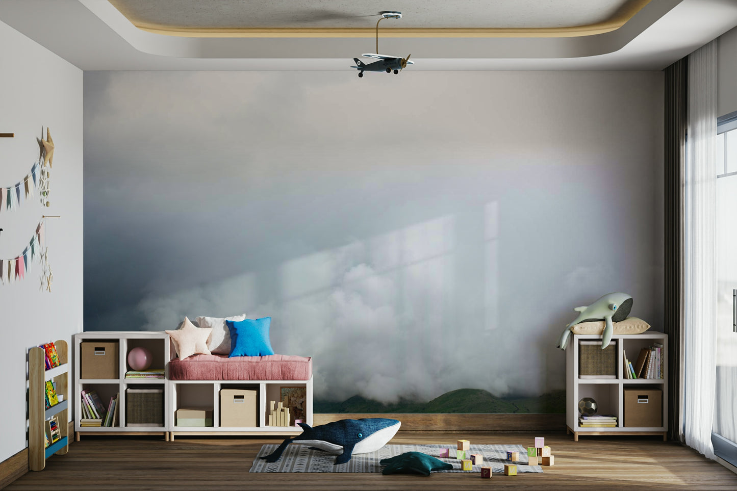 An artistic landscape escape mural for home decor.

