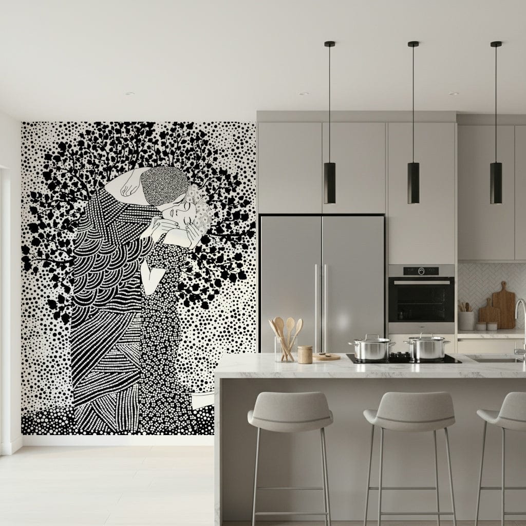 Warm hued The Kiss II Wall Mural for an elegant guest room wall mural.