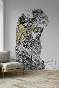 The Kiss wall mural depicting a famous romantic scene., GD7838