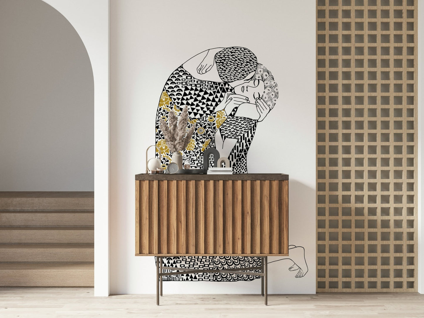 Romantic art nouveau wallpaper for a master bedroom feature wall., GD7838