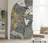 Earthy tones and gold wallpaper for a luxury bedroom suite., GD7838
