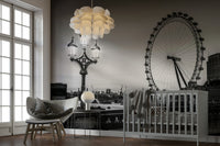 The image is taken at dusk or night.

