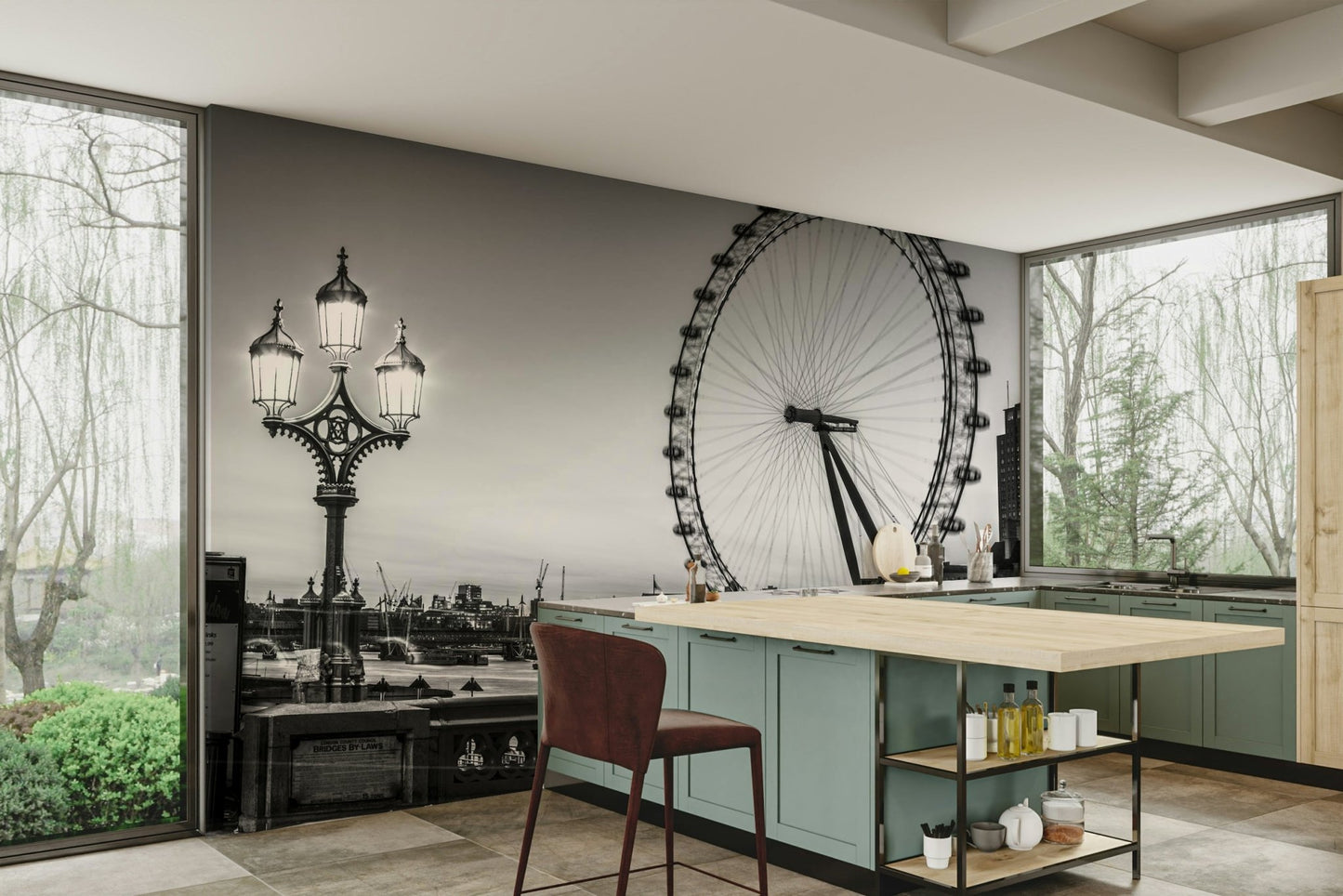 The setting appears to be a city riverbank.

