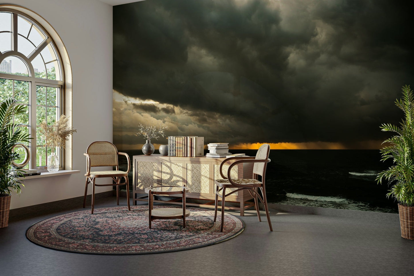 An artistic minimalist light mural for home decor.

