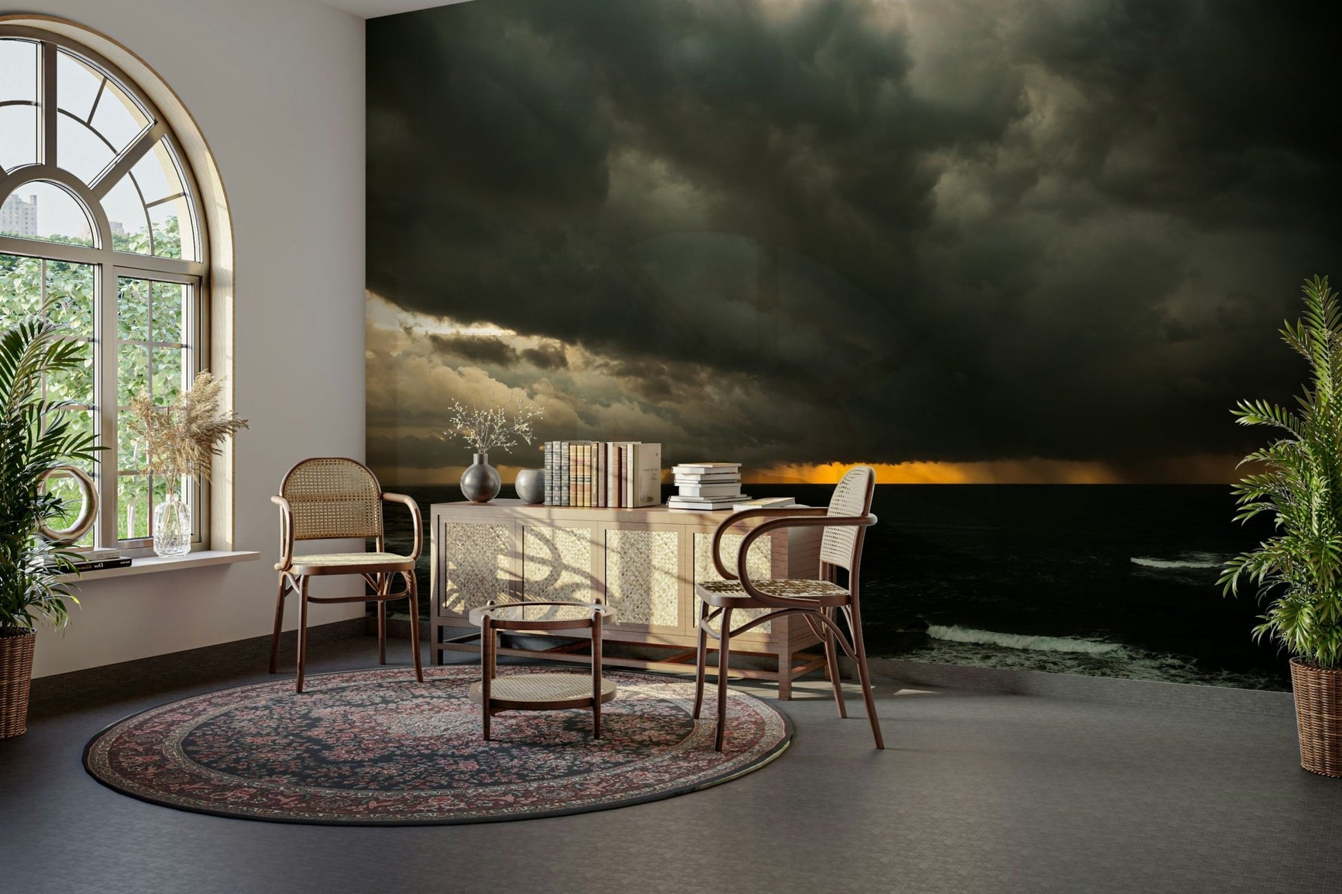 An artistic minimalist light mural for home decor.

