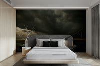 A contemplative light pattern wallpaper mural for a feature wall.

