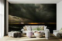 A graceful subtle glow wall mural in soft tones.

