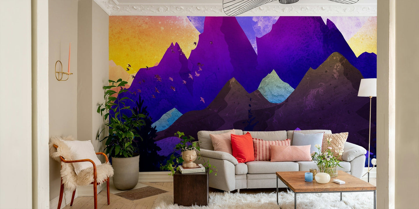Rainbow-toned mountain wall mural GD100