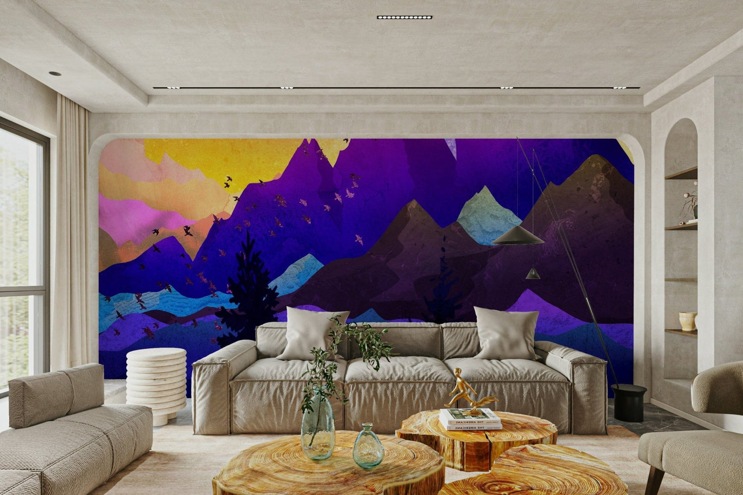 Enchanted colorful mountains wall mural GD100

