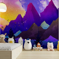 Whimsical mountain mural in full color GD100

