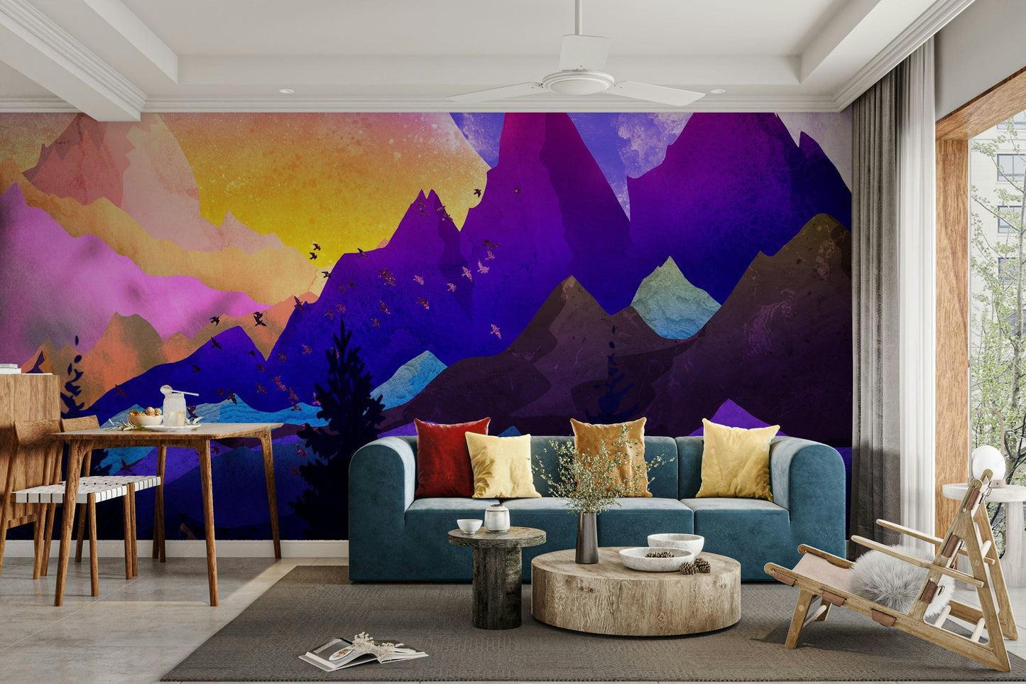 Multicolor mountain wallpaper design


