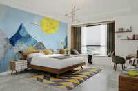 Wavy marbled mountain view mural