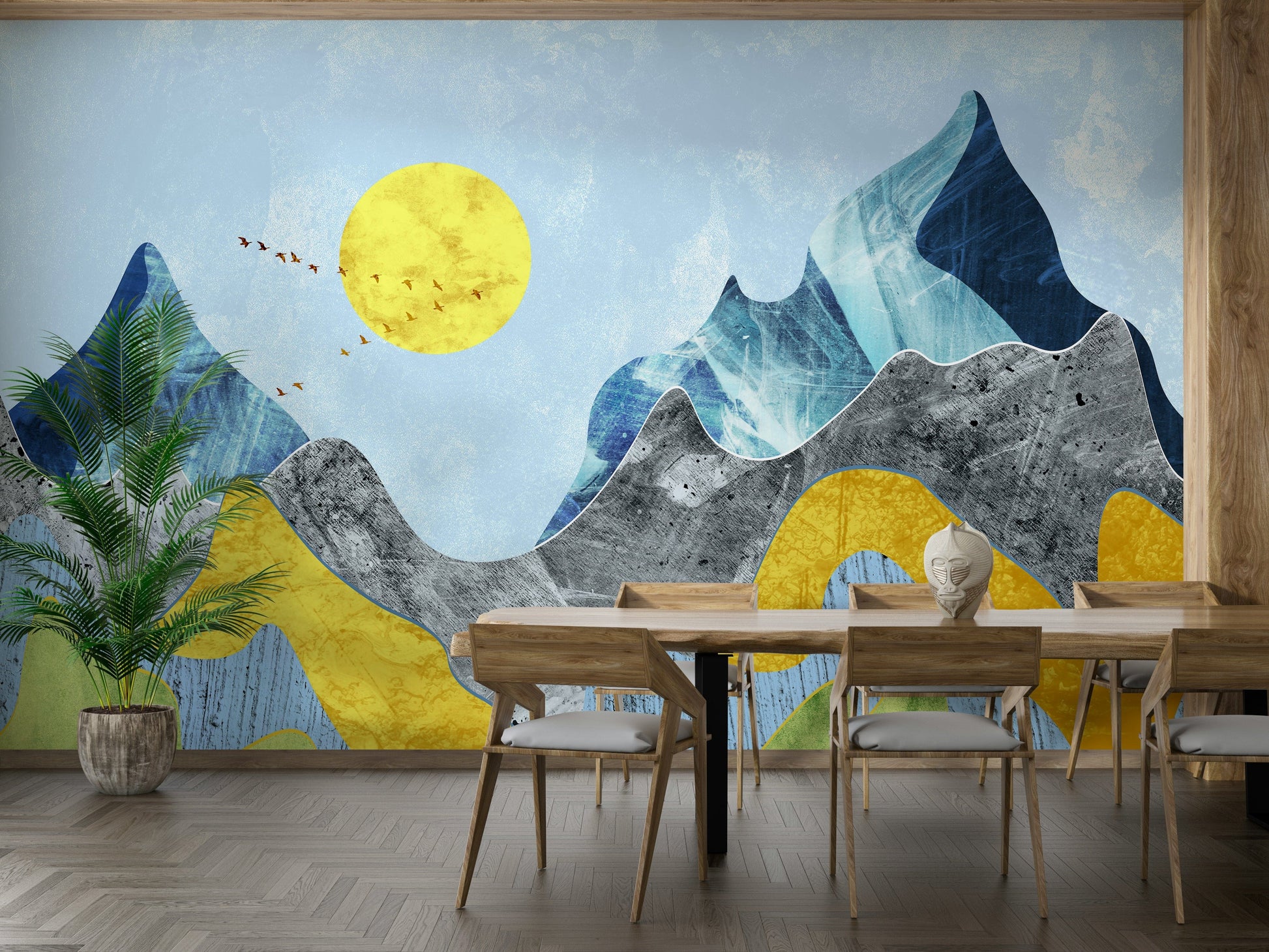 Yellow and blue hills wallpaper

