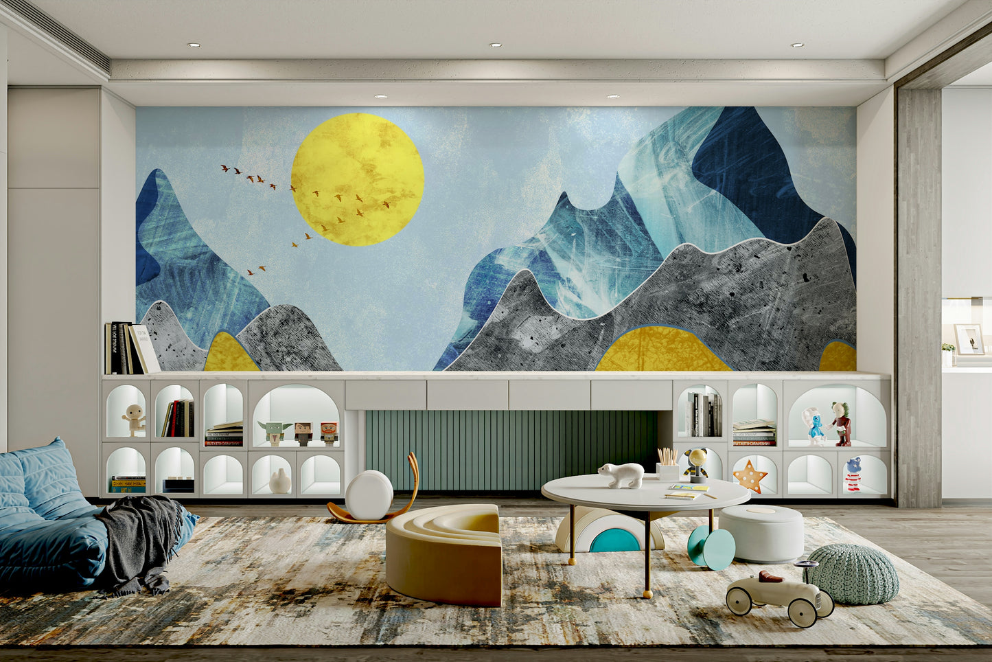 Modern marble mountain wall mural