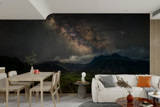 The Milky Way stretching over a green valley wall mural, GD2311