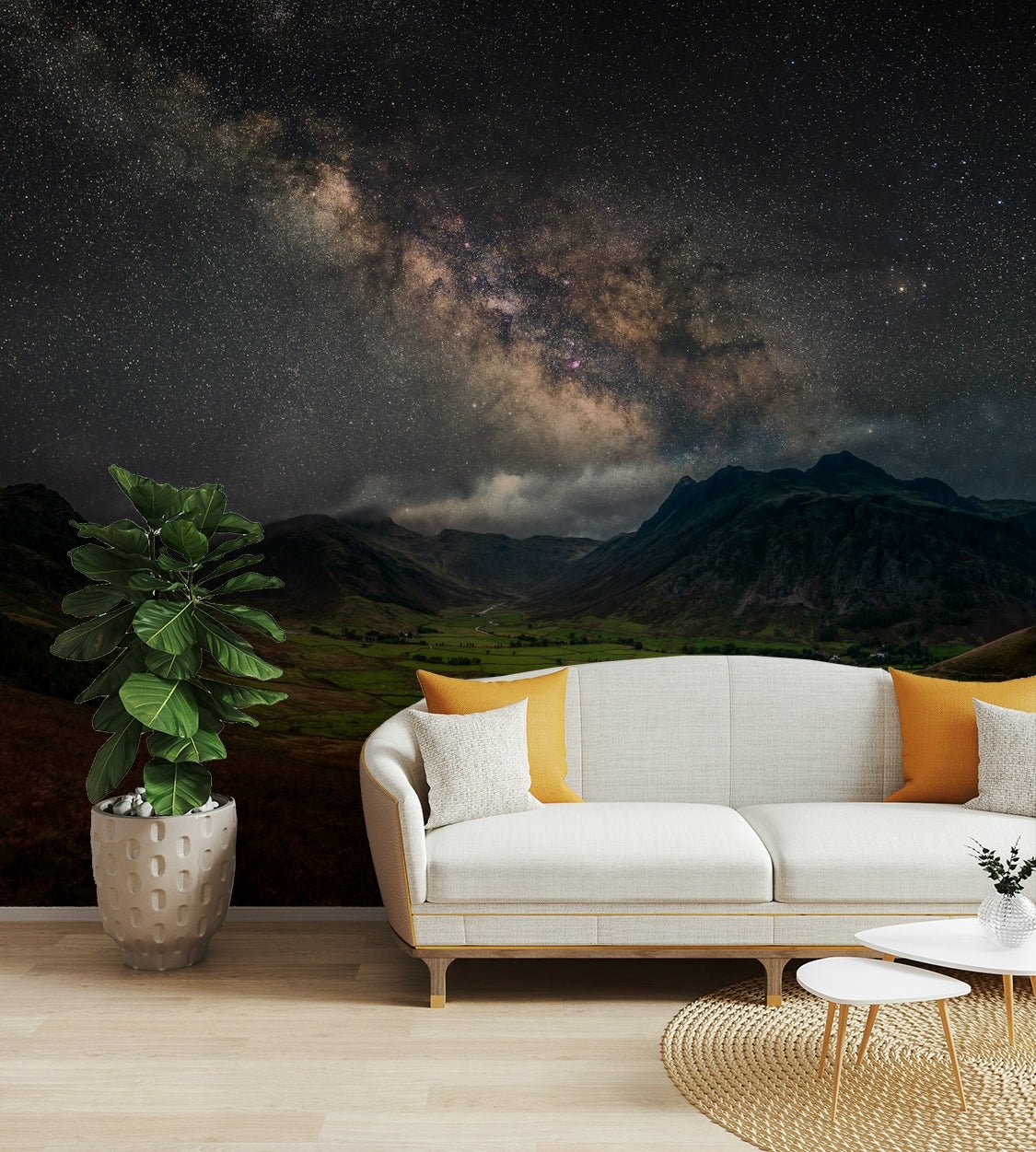 Cosmic dust and star clusters in dark night mural

