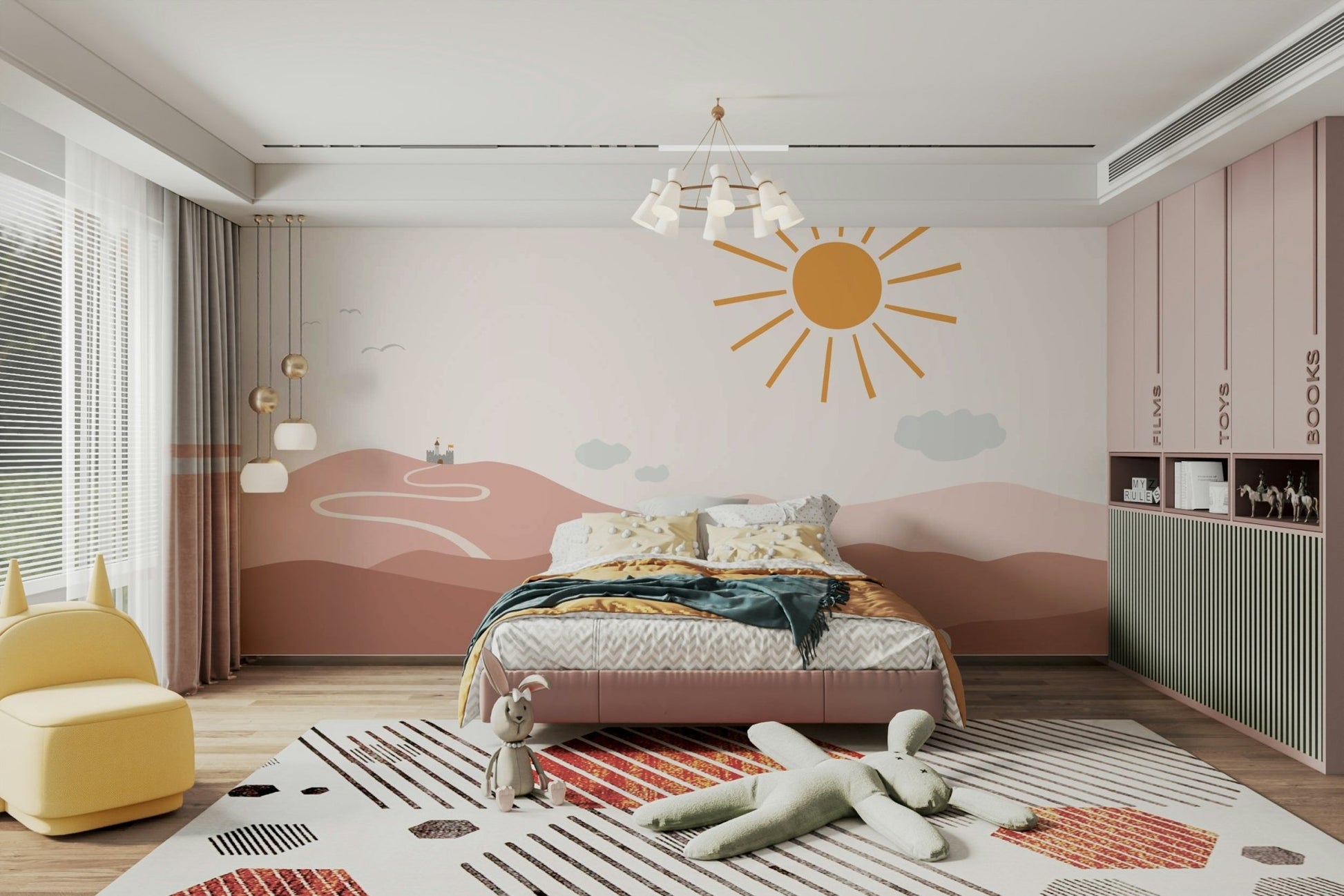 Scenic path to the castle wall mural

