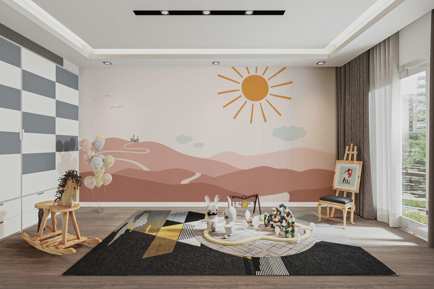 Storybook-style path and castle wall design

