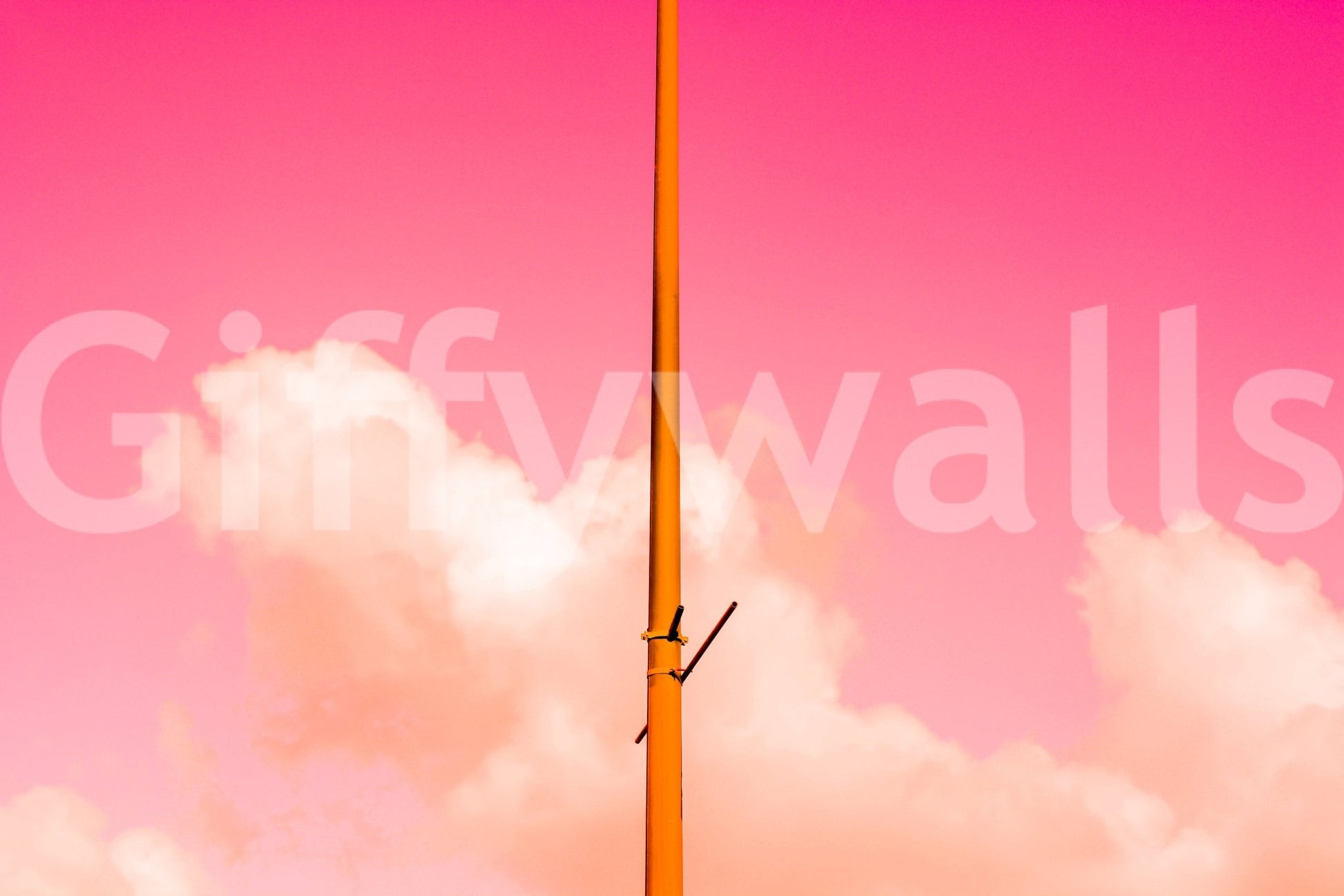 Sherbet pink lifts above rounded clouds on The Pink Half wall mural GD4838
