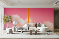 Cotton clouds gather under punchy pink on The Pink Half wall mural GD4838
