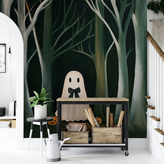 The Preppy Ghost Wall Mural on a bedroom wall.
