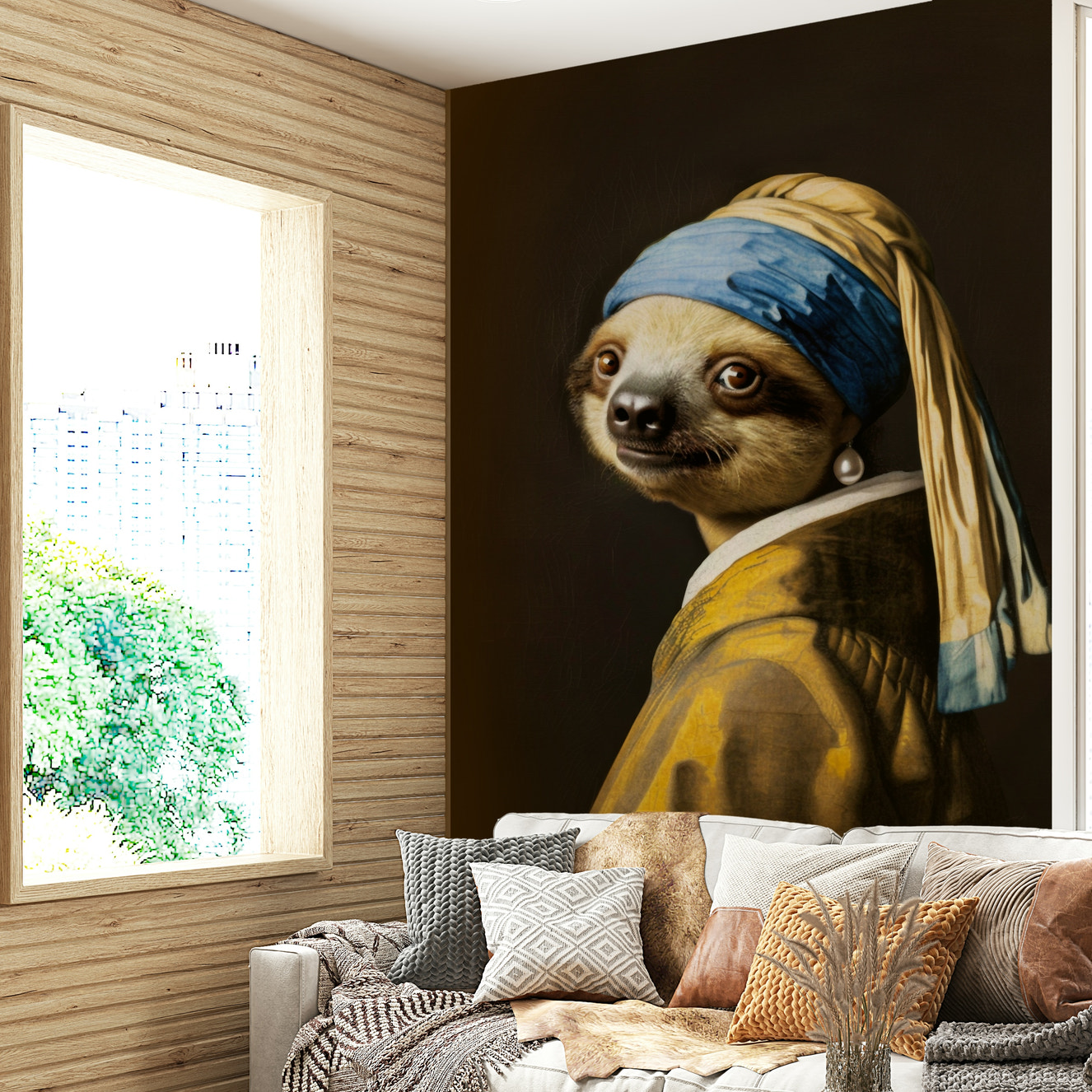 The Sloth with the Pearl Earring Wall Mural

