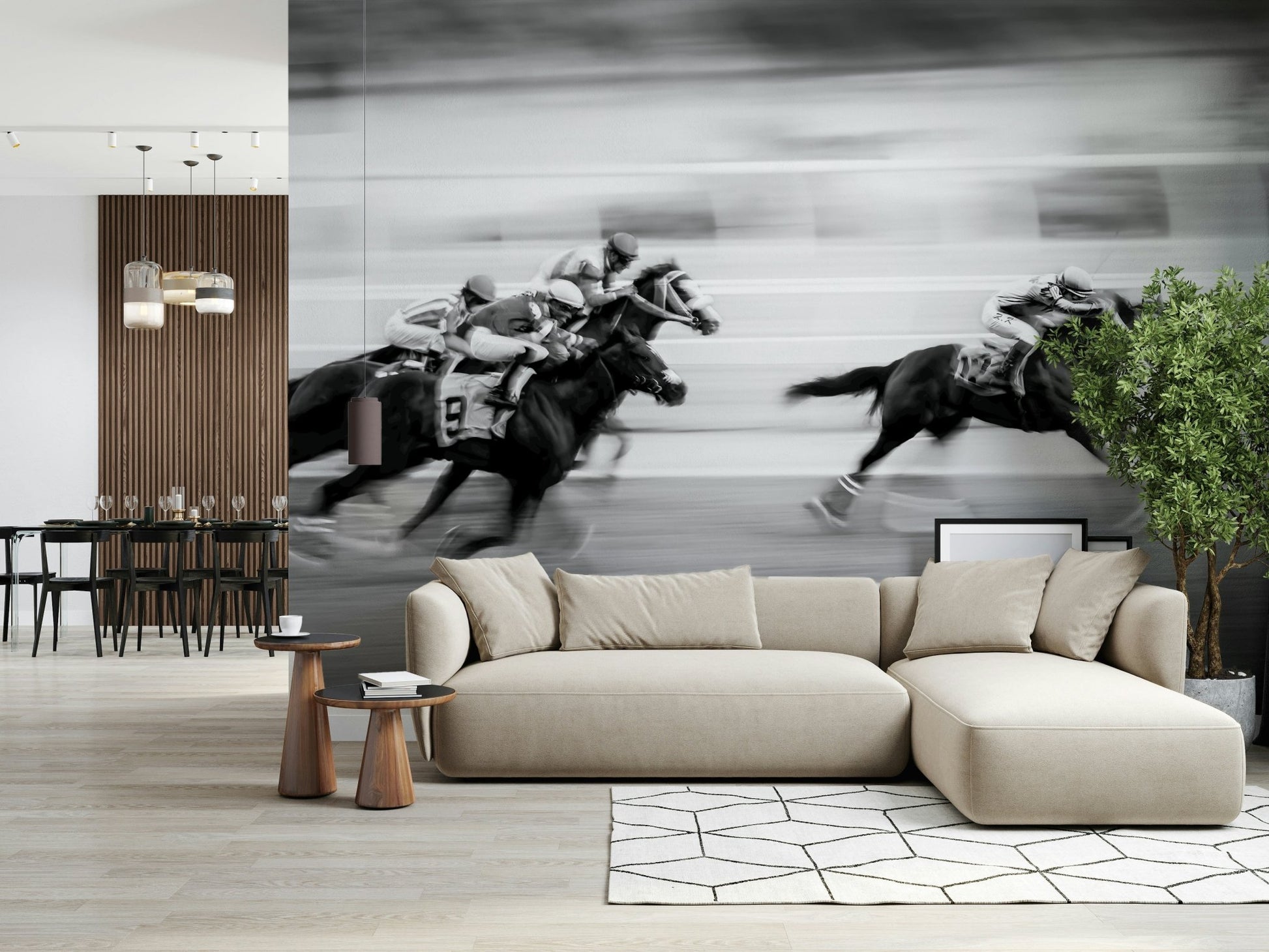 A graceful subtle pattern wall mural in cool, tranquil tones.