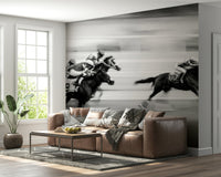 An artistic soft focus mural on minimalist wallpaper.