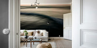 A calming water movement wallpaper mural that defines a space.

