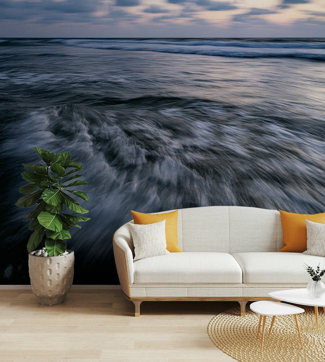 A close-up of the detailed texture in the wave design.