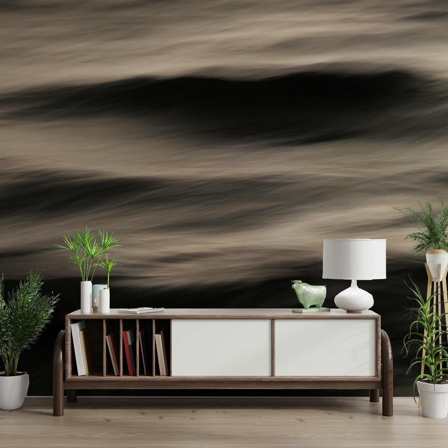A beautiful abstract wave wallpaper mural for a modern home.

