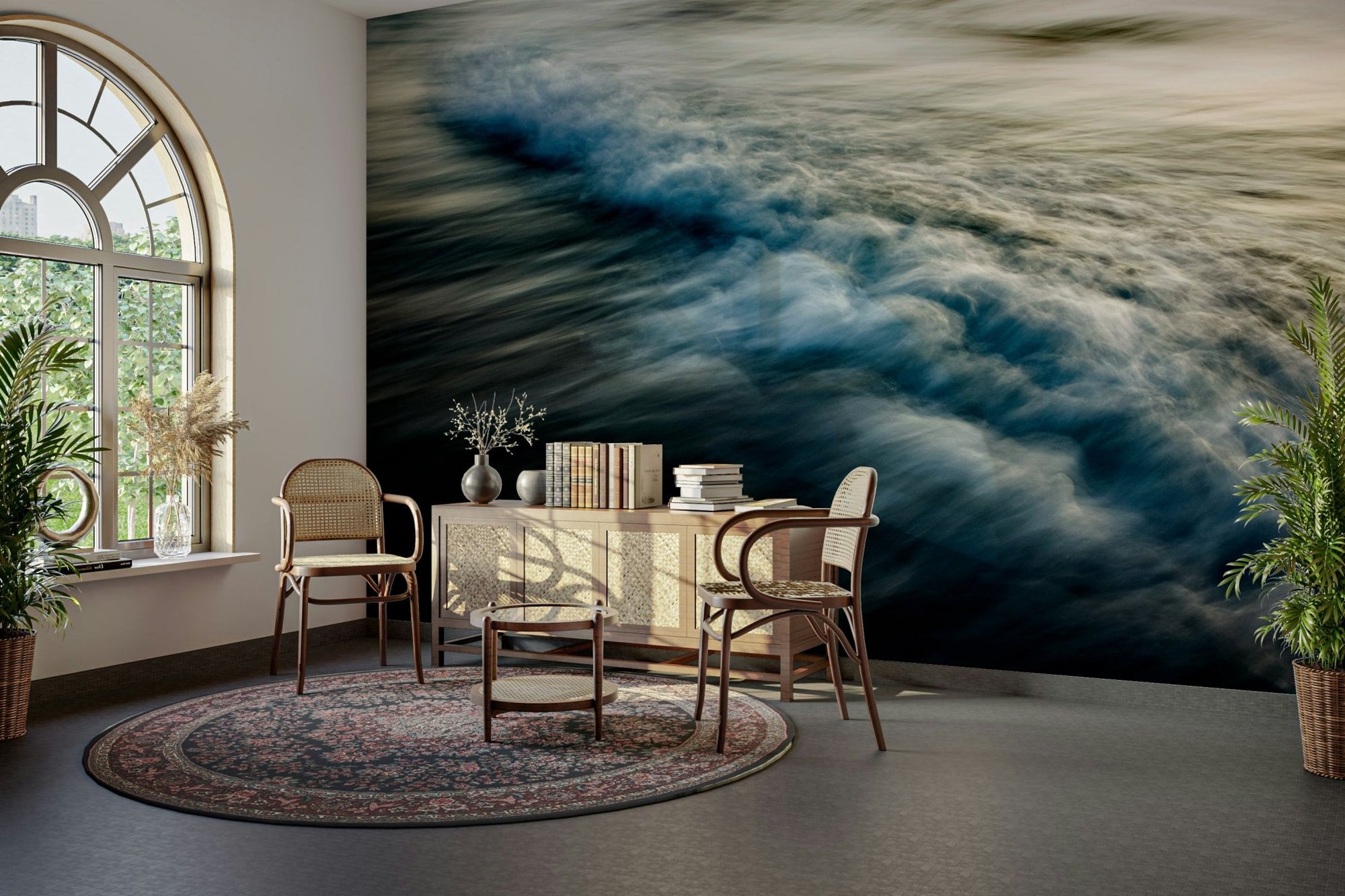 Blurred whitewater churns across deep blue in this wall mural GD4910
