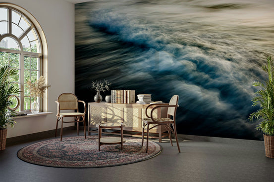 Blurred whitewater churns across deep blue in this wall mural GD4910
