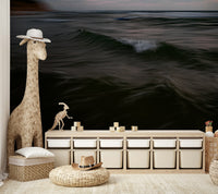 The wallpaper is used to create a feature wall in a dining room., GD4571