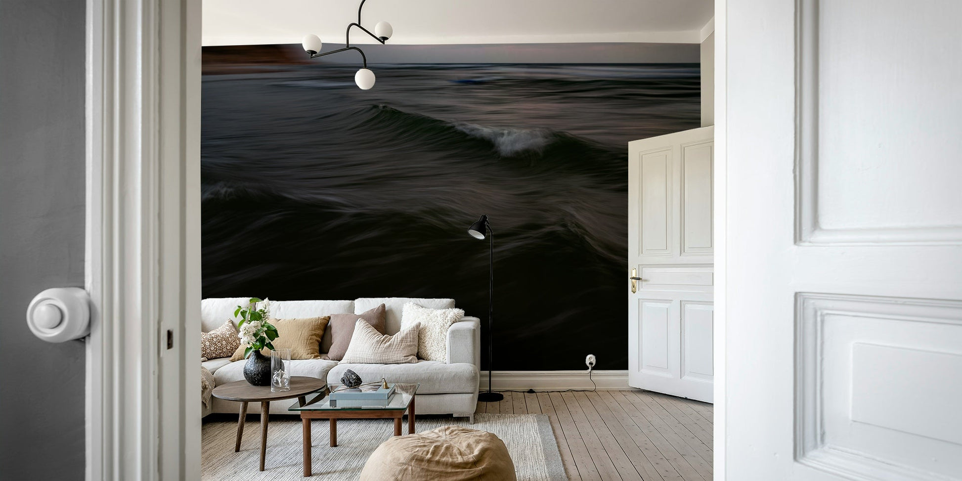 A high-angle view of the wall mural in a large space., GD4571