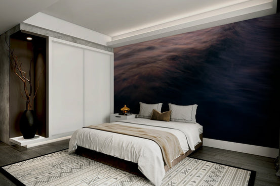 Coppery light glazes a dark wave face, a wave wall mural GD4795
