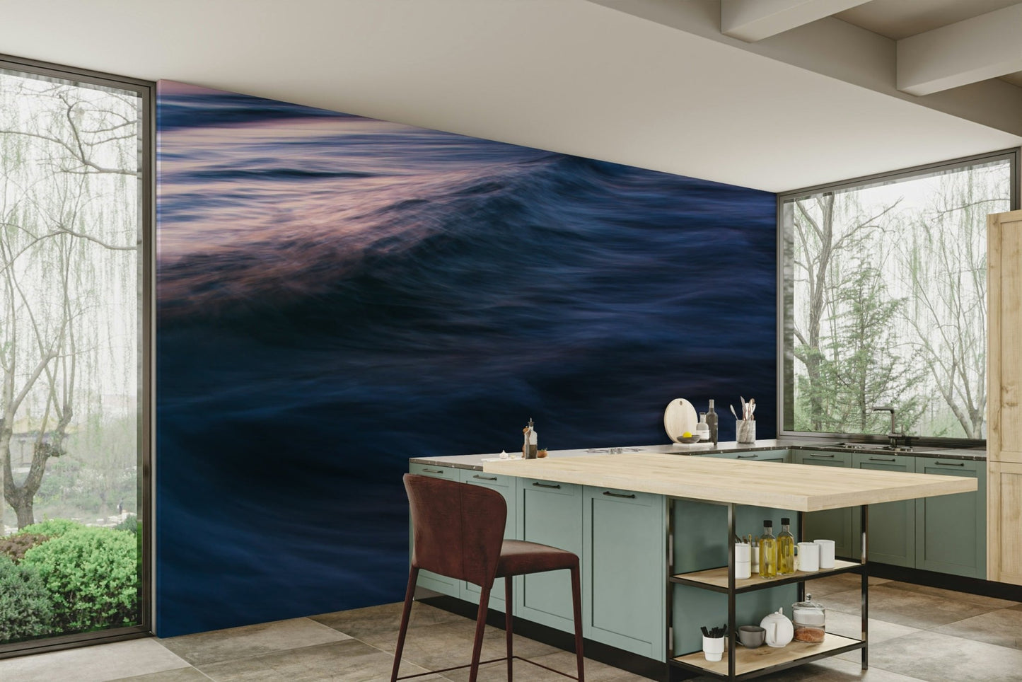 Amethyst tones melt into deep blue-black, a Waves XXII wall mural GD4794
