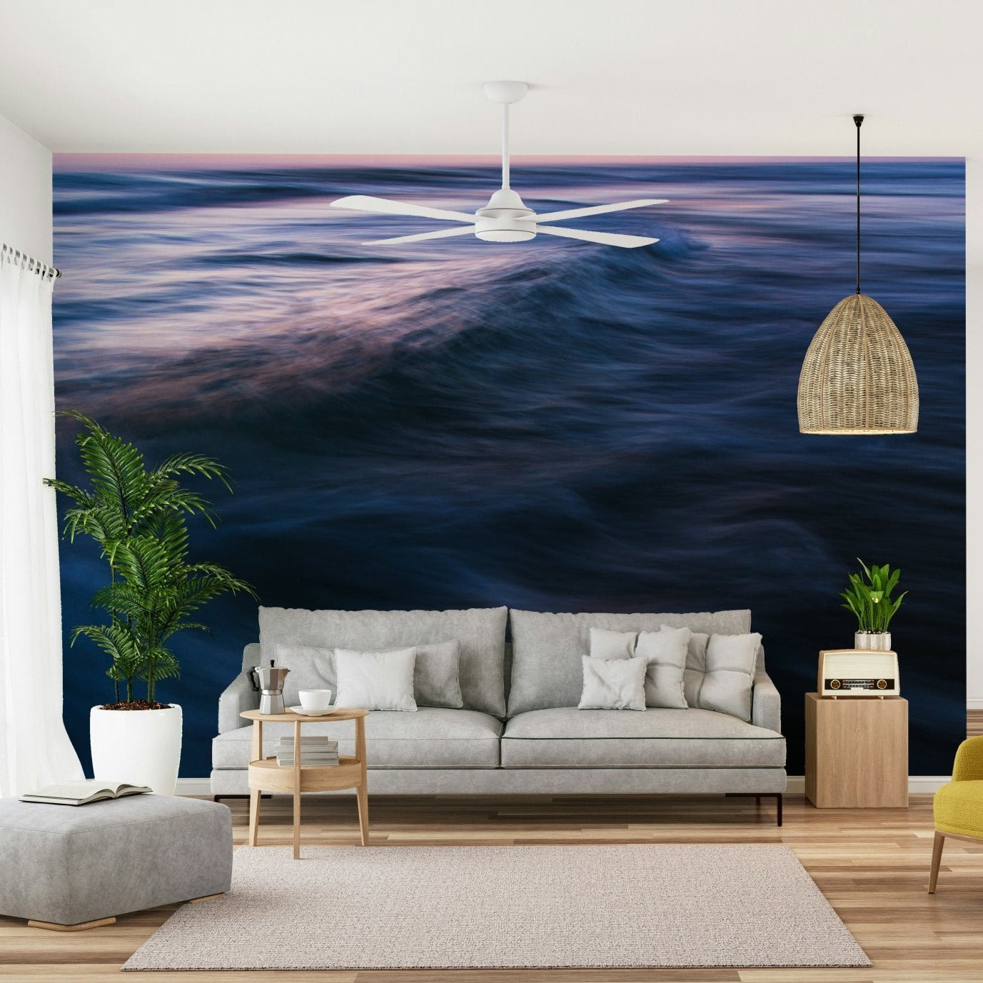Mauve tones spread over navy water in this Waves XXII wall mural GD4794
