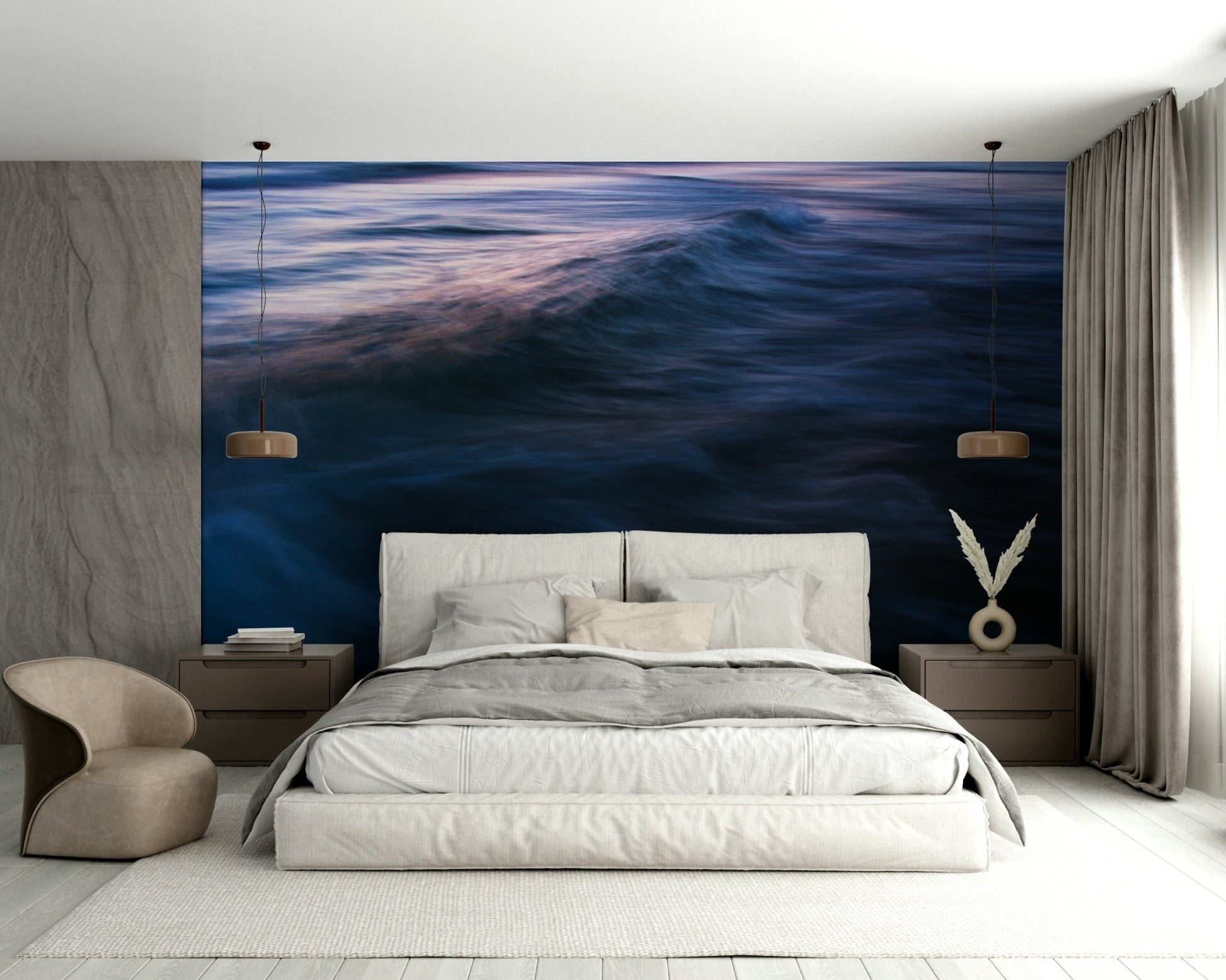 Violet highlights float on the moving sea in this Waves XXII wall mural GD4794

