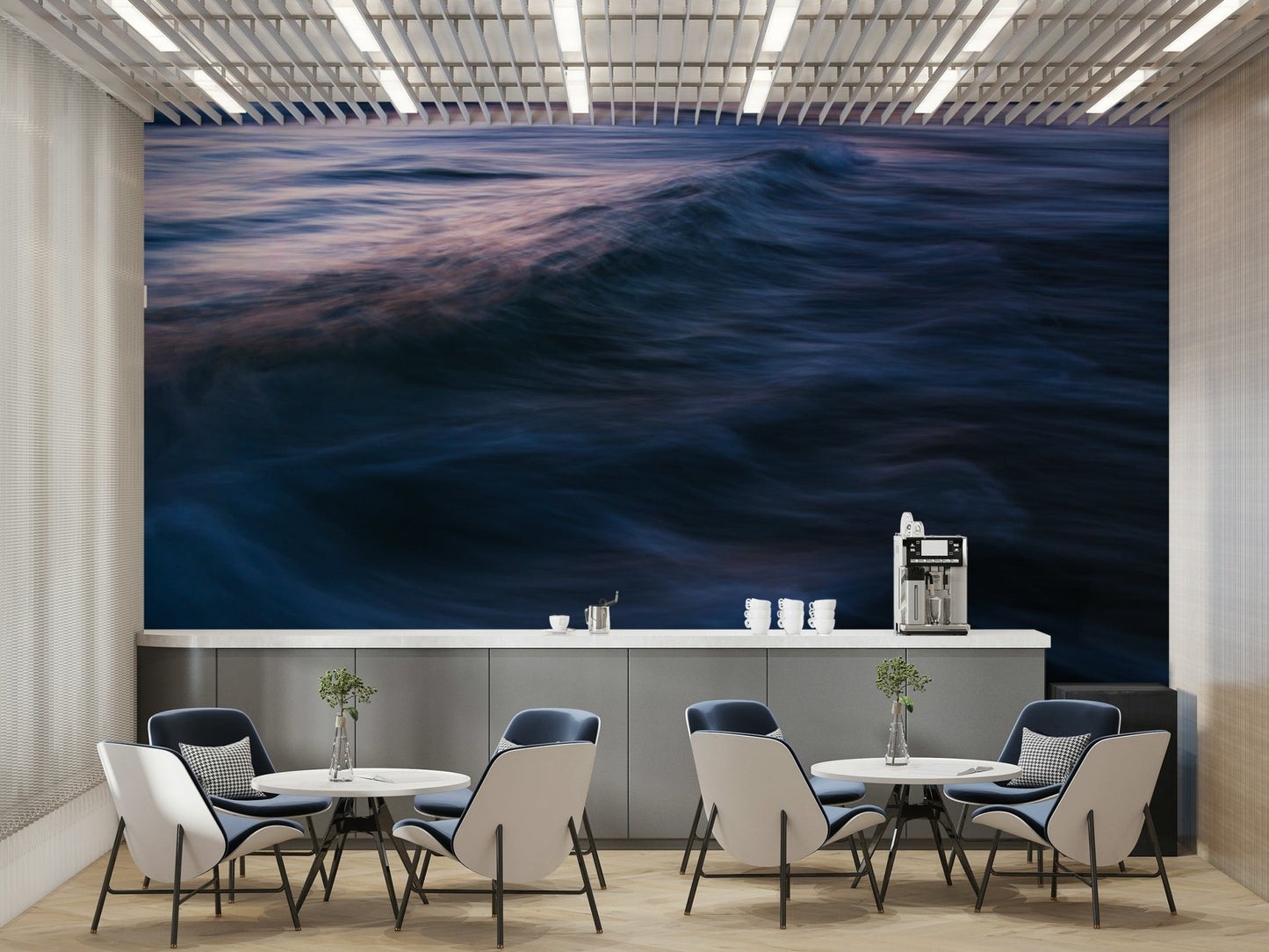 Lavender light rests on dark swells, a wave wall mural GD4794

